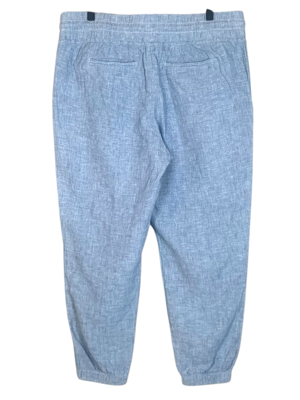 Athleta Cabo Linen Jogger Light Blue Pants Drawstring Waist Women's 14 P Petite - Picture 7 of 10